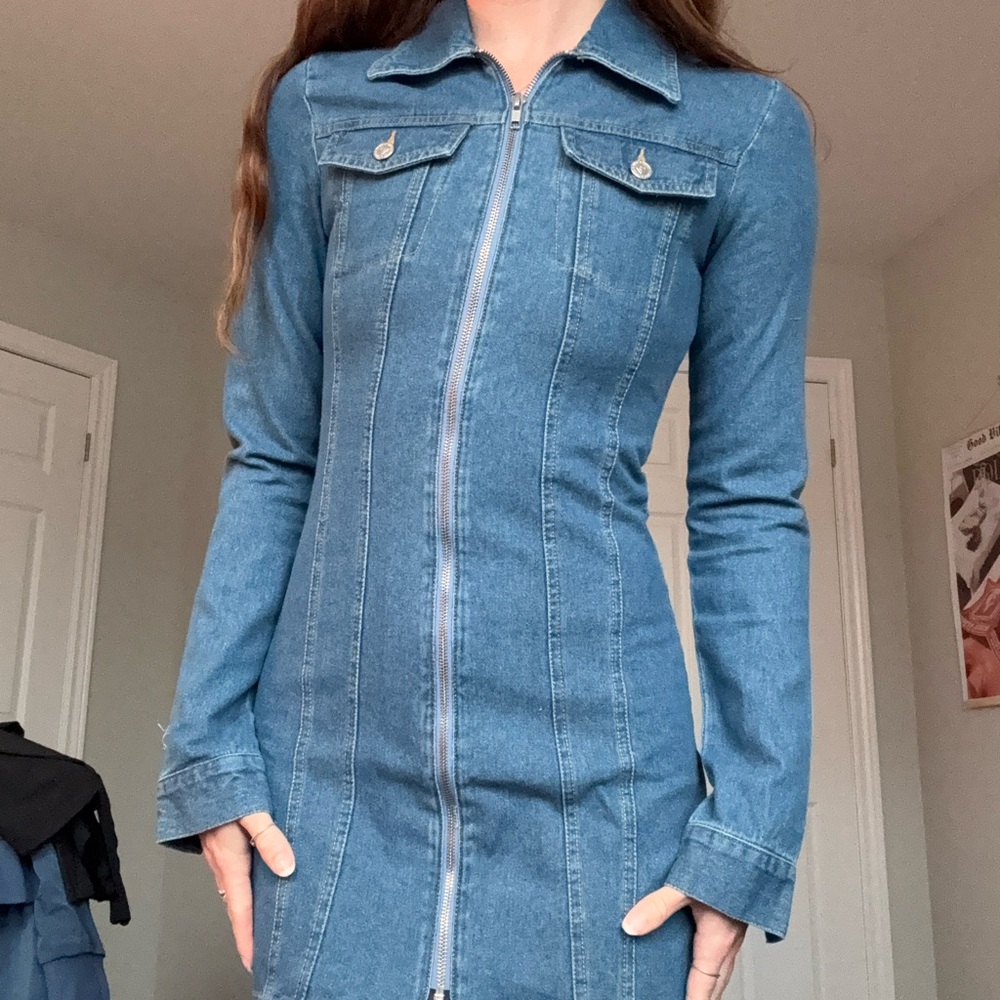Denim Zip-Up Dress